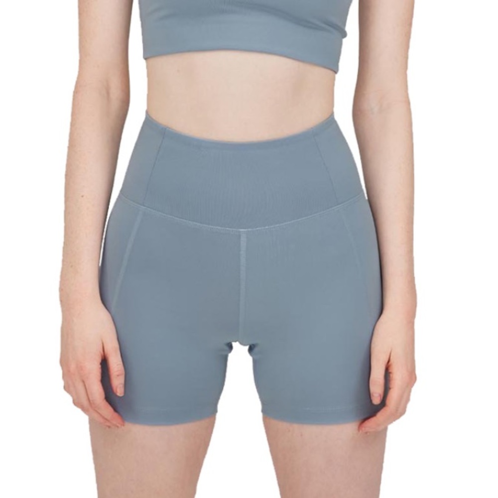 girlfriend collective Slate Blue High-Waist Bike Shorts